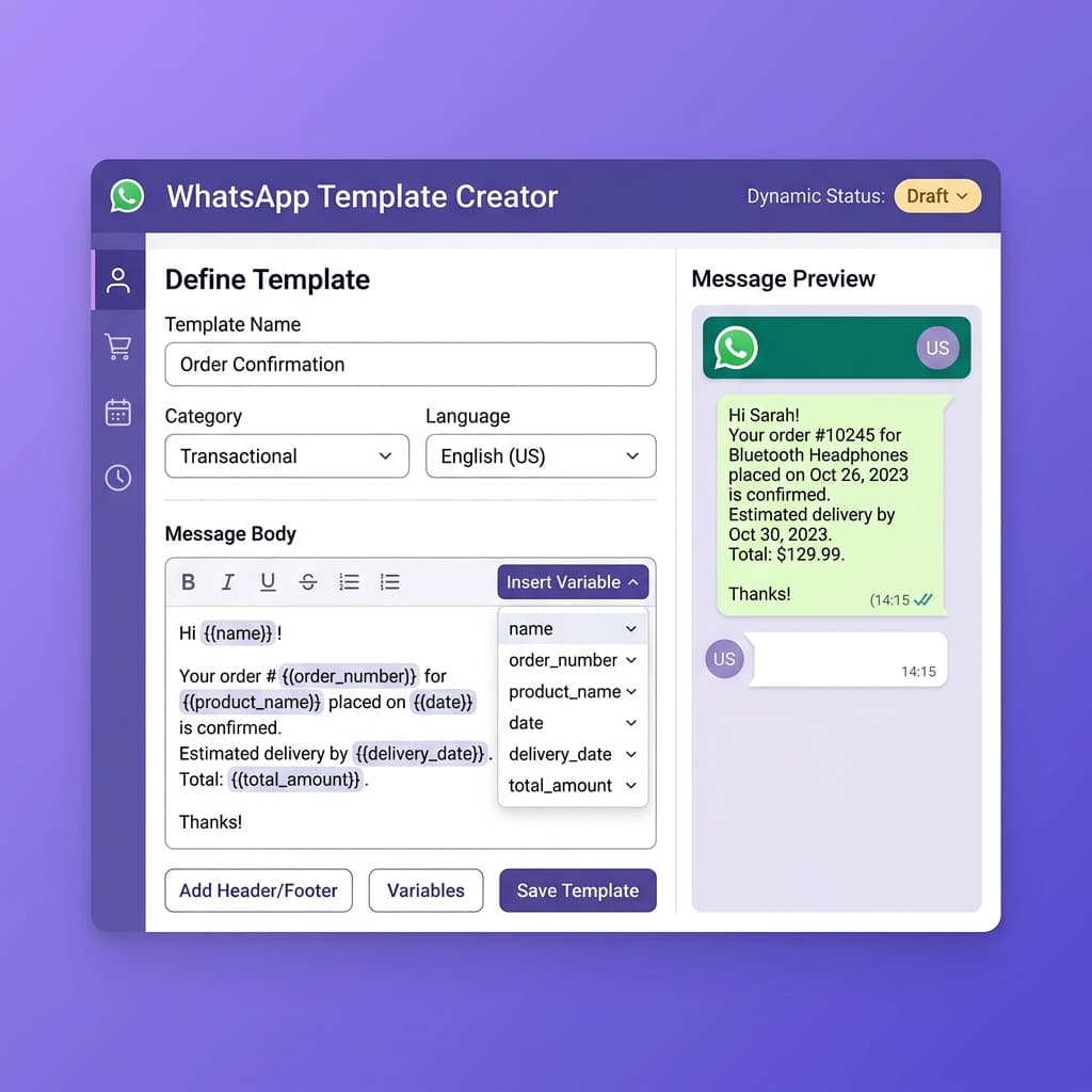 Interface Pembuat Template Pesan Massal WhatsApp